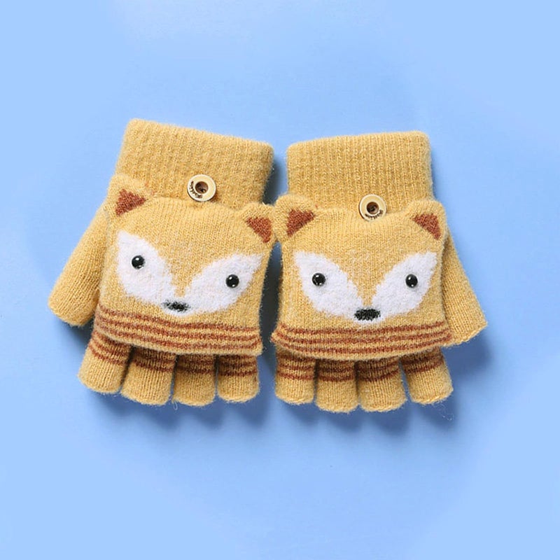 NICEYST Kids Convertible Flip Top Gloves Children Winter Warm Knitted Fingerless Mittens for Boys Girls 6-10 Years Old - Image 5